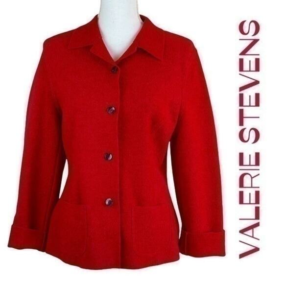 Valerie Stevens Jackets & Blazers - Valerie Stevens Red Wool Blend Career Academia Jacket NWOT Size 6